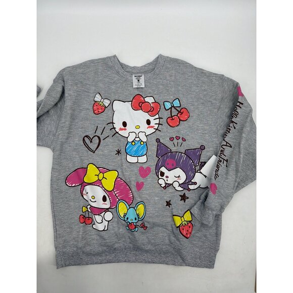 Hello Kitty & Friends Womens L 12-14 Gray Sweatshirt Joggers 2pc Set New - Picture 2 of 7